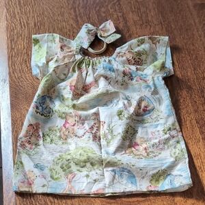 Winnie The pooh Children's Cartoon Print Dress with Bow